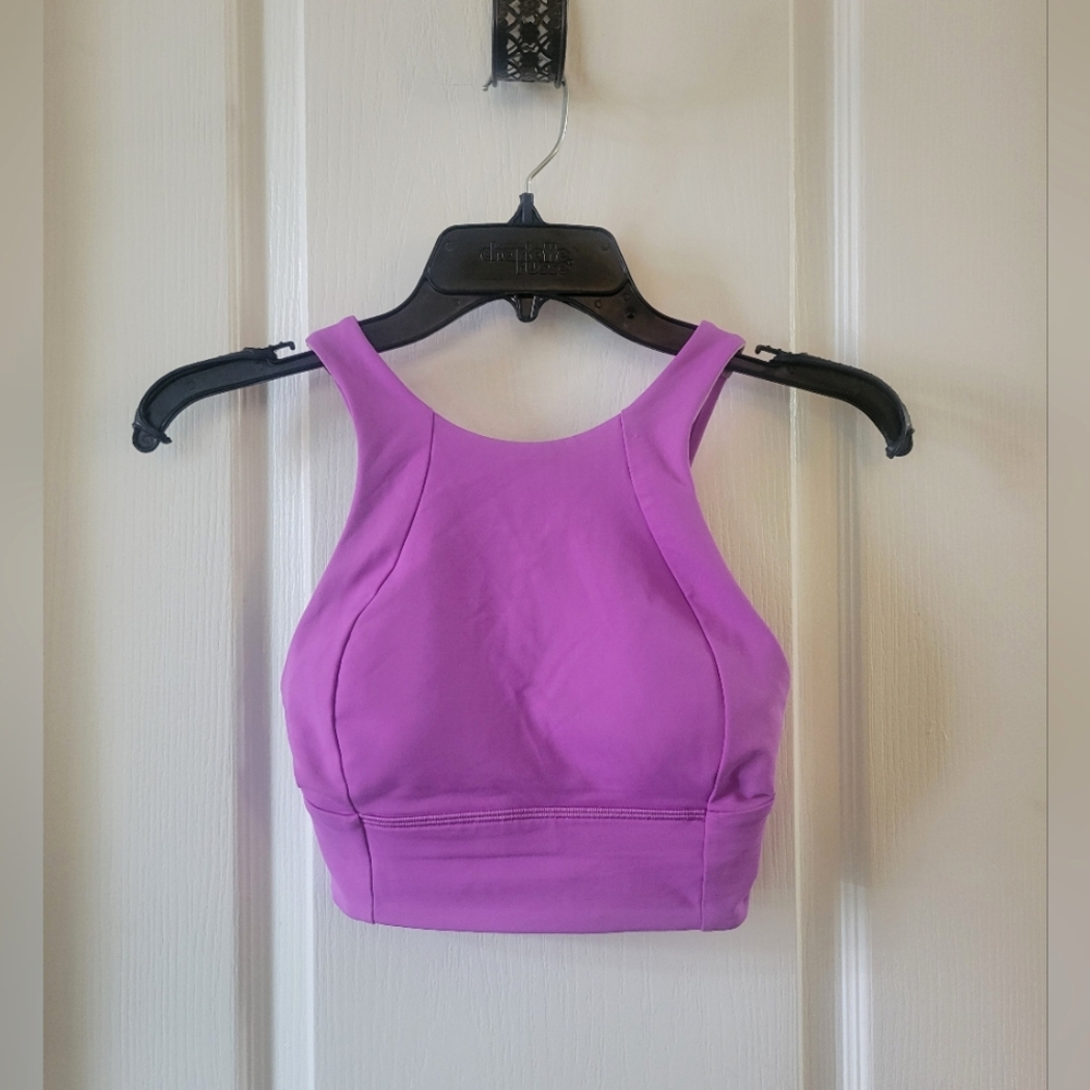 Lululemon Free to Be Serene Bra High Neck Longline Strappy Back Purple Size 2